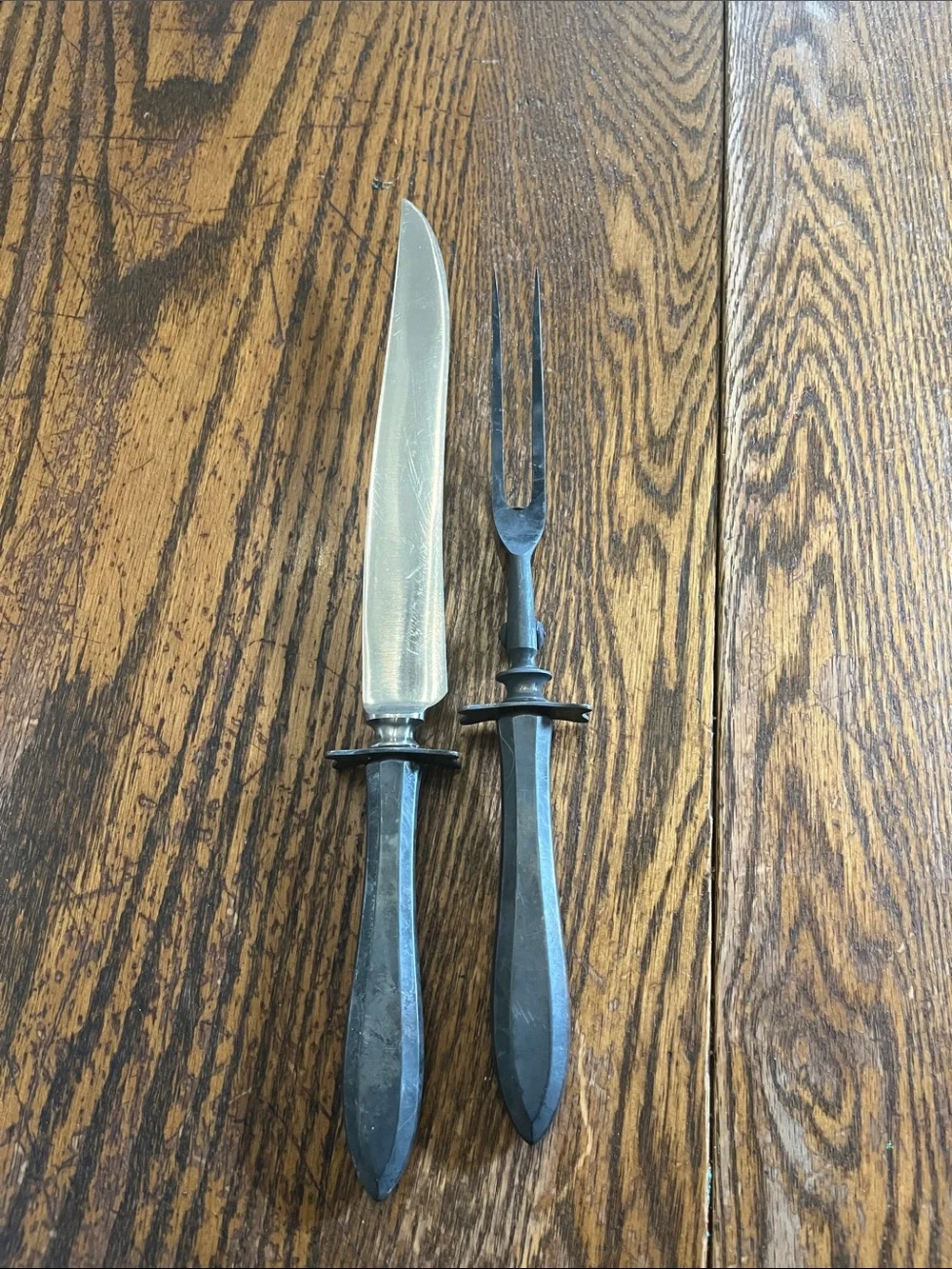 Carving Knife and Fork Set - Black Handle